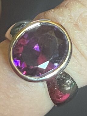 ATI Sterling Silver Amethyst Solitaire Ring size 7